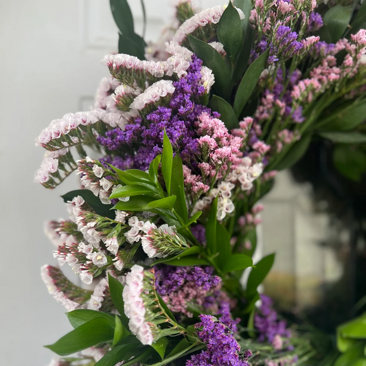 Fresh Ruscus Statice and Limonium Wreath