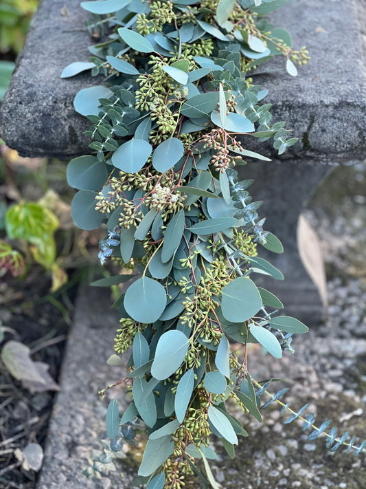Fresh Spiral, Silver Dollar, and Seeded Eucalyptus Garland