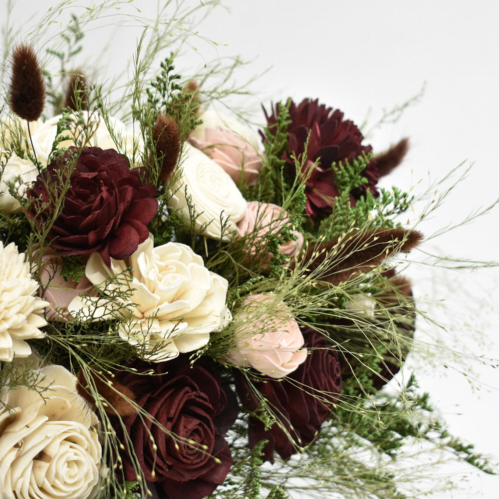 Marsala Wine Wood Flower Bouquet