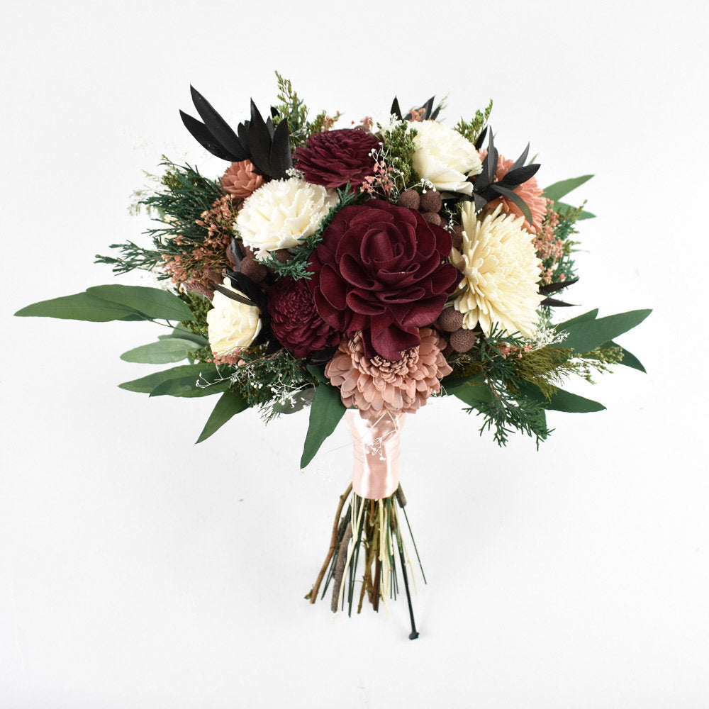 Blushing Beauty Wood Flower Bouquet