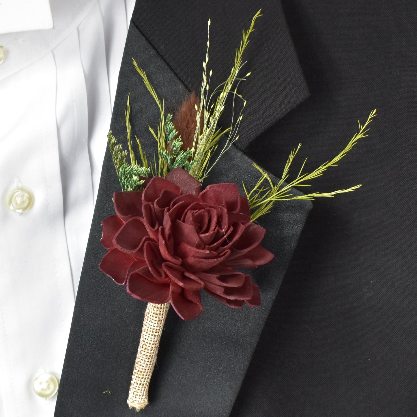 Marsala Wine Sola Flower Boutonniere