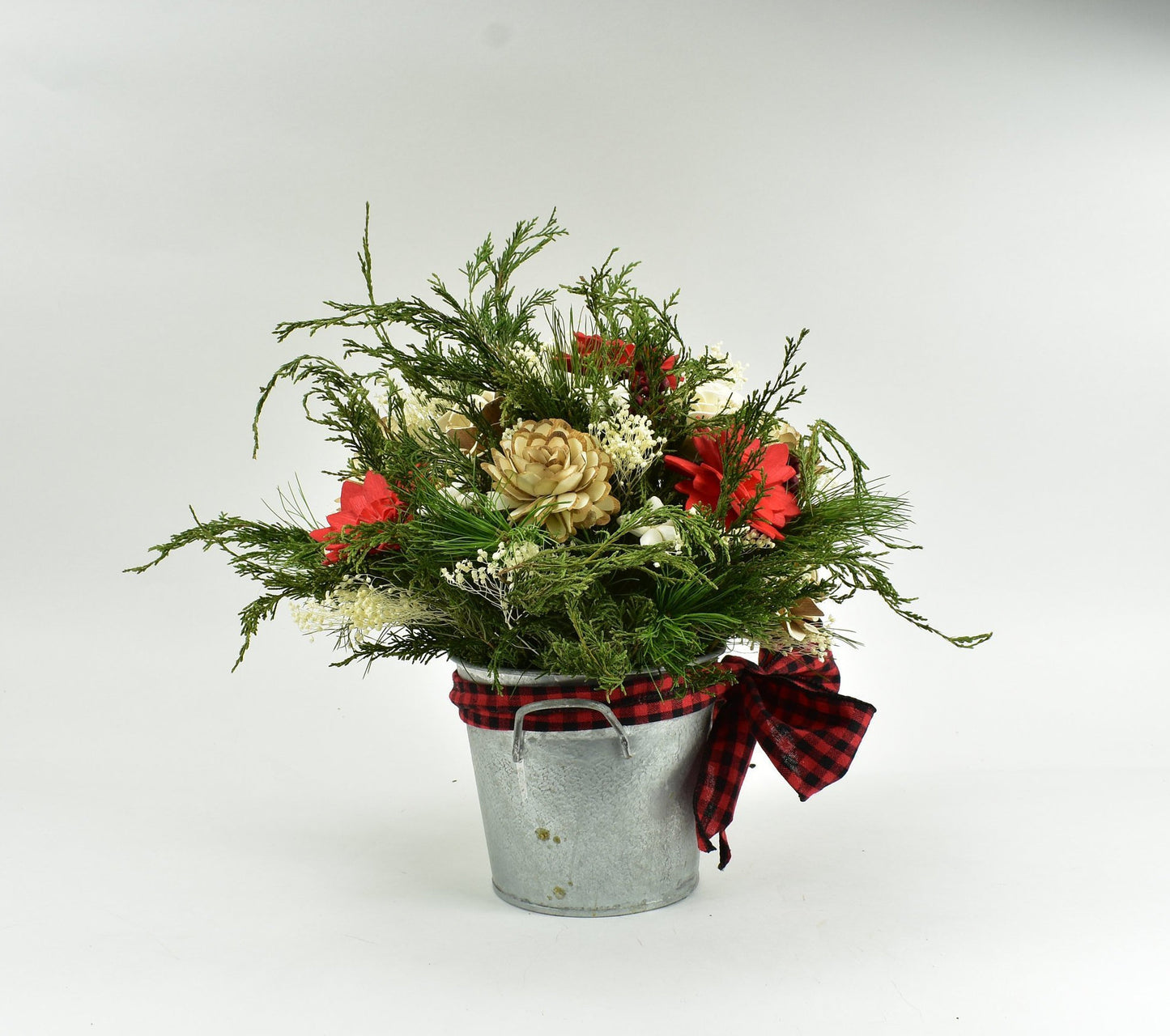 Christmas Floral Arrangement, Rustic Tin Arrangement, Christmas Sola Flowers, Christmas Decor, Christmas Gift, Christmas Arrangement