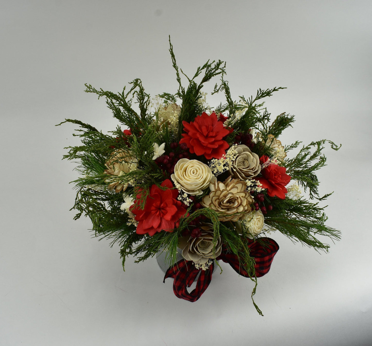 Christmas Floral Arrangement, Rustic Tin Arrangement, Christmas Sola Flowers, Christmas Decor, Christmas Gift, Christmas Arrangement