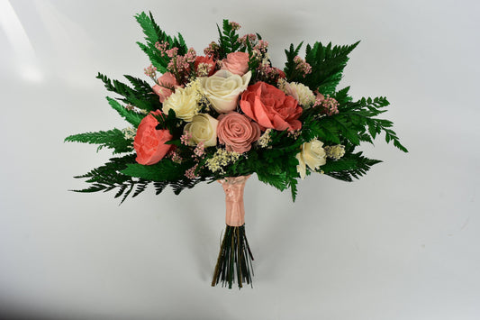 Coral Beach Wood Flower Bouquet