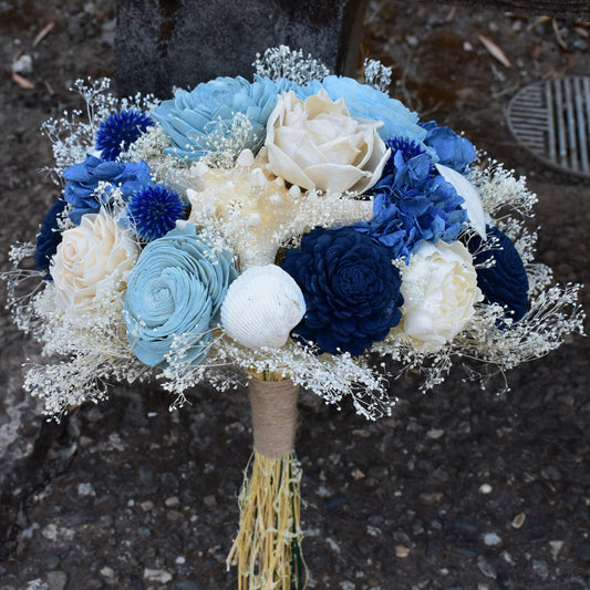 Nautical Blues Wood Flower Bouquet