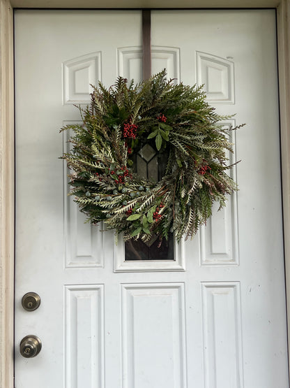 Fresh Pepperberry, Lepto, Grevillea, and Eucalyptus Pods Wreath