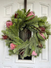 Safari Sunset Leucadendron, Woolly Bush, and Pink Ice Protea Wreath