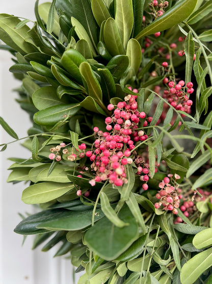 Fresh Pittosporum and Pepper Berry Wreath