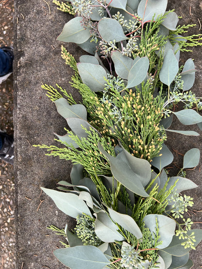 Fresh Seeded Eucalyptus and Cedar Garland