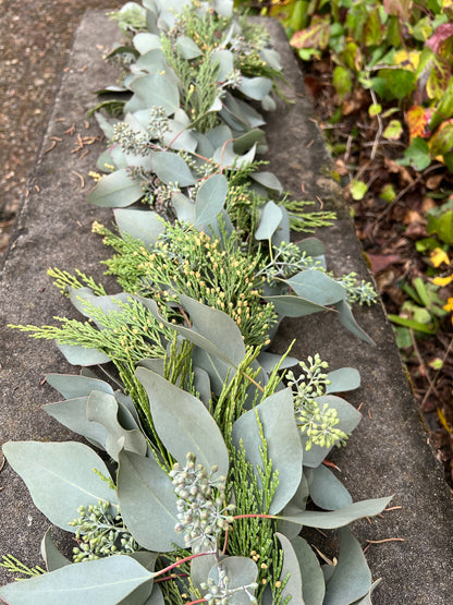 Fresh Seeded Eucalyptus and Cedar Garland
