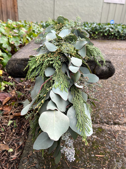Fresh Seeded Eucalyptus and Cedar Garland