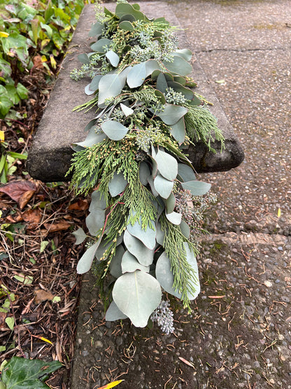 Fresh Seeded Eucalyptus and Cedar Garland