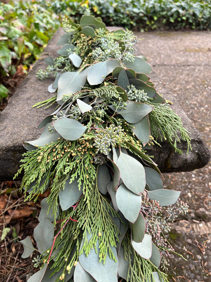 Fresh Seeded Eucalyptus and Cedar Garland