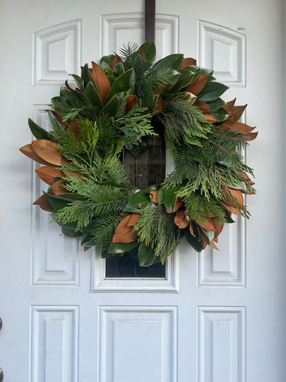Fresh Magnolia and Cedar Wreath