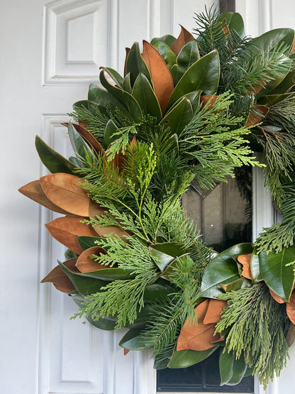 Fresh Magnolia and Cedar Wreath