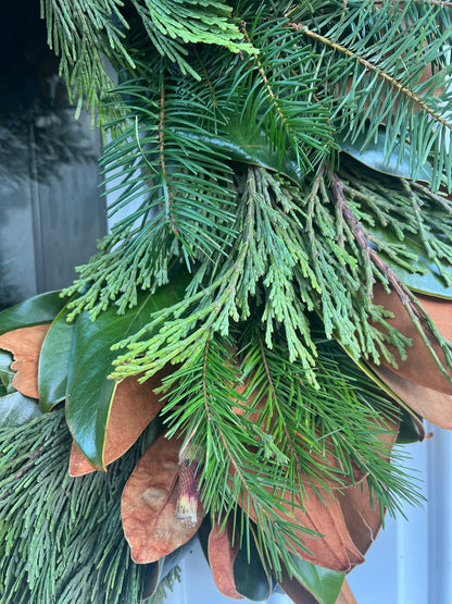 Fresh Magnolia and Cedar Wreath