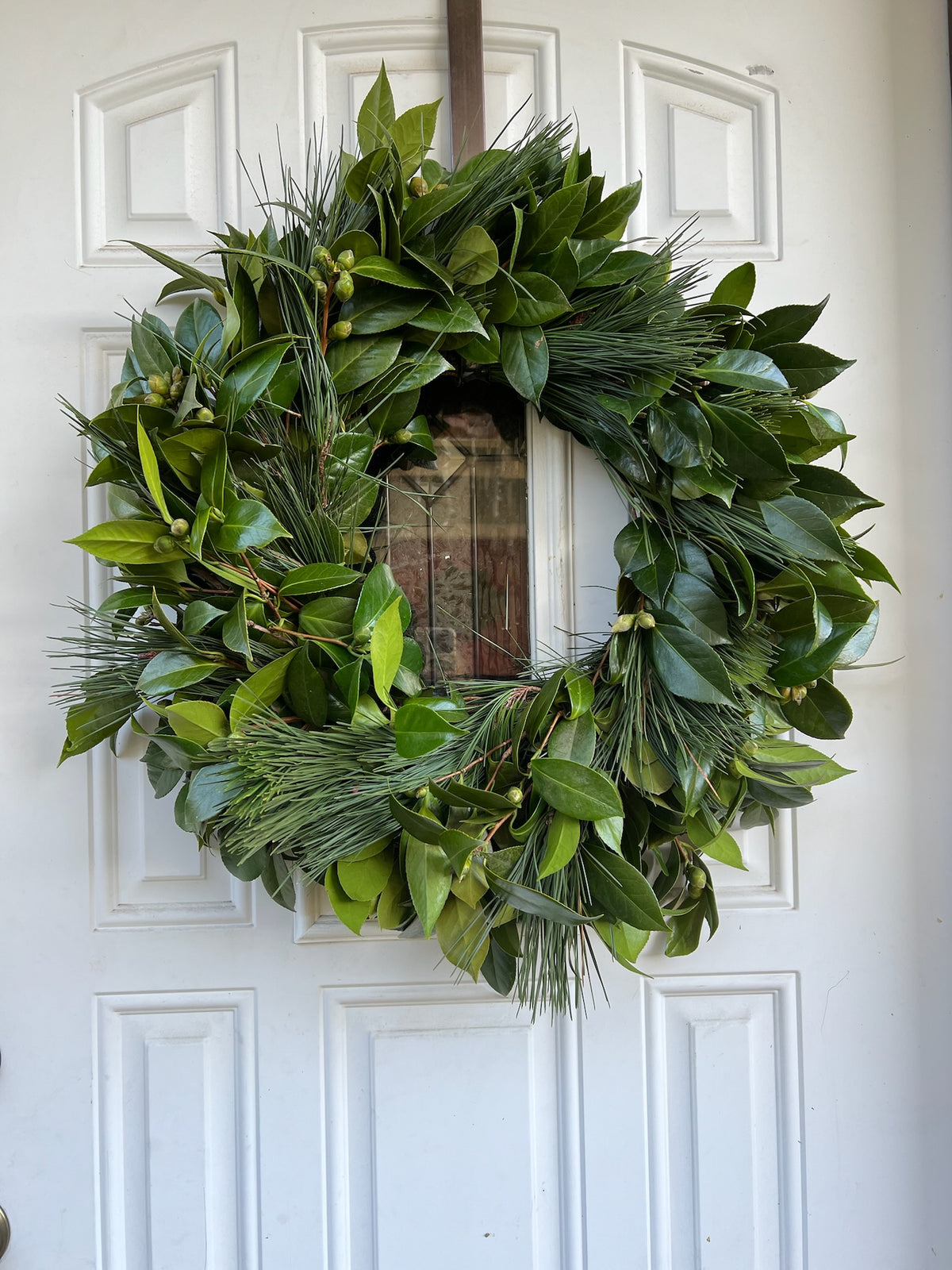 Fresh Camellia and Pine Wreath