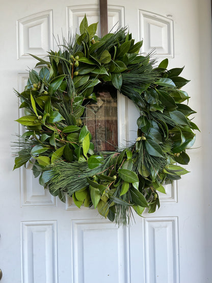 Fresh Camellia and Pine Wreath