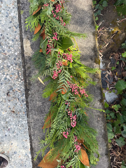 Fresh Cedar, Fir, Magnolia, and Pepperberry Winter Garland