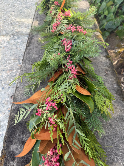 Fresh Cedar, Fir, Magnolia, and Pepperberry Winter Garland