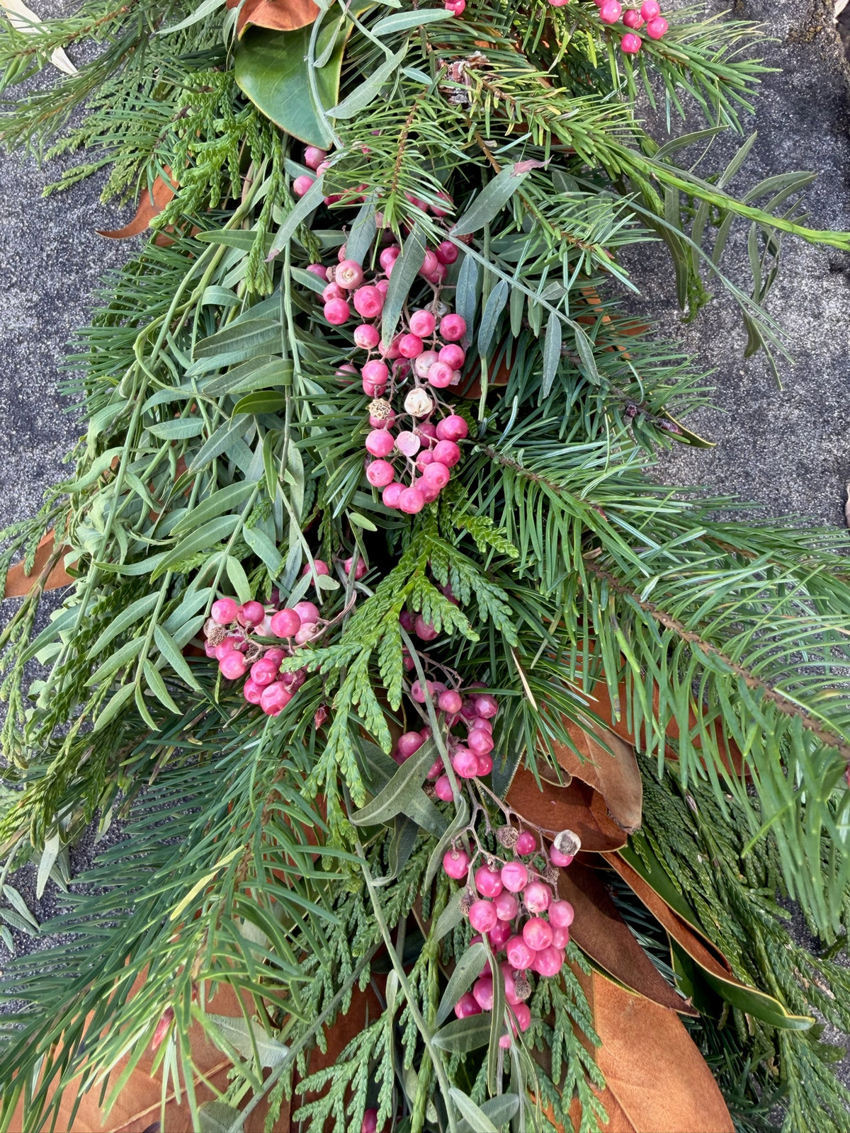 Fresh Cedar, Fir, Magnolia, and Pepperberry Winter Garland