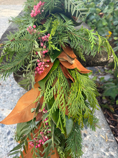 Fresh Cedar, Fir, Magnolia, and Pepperberry Winter Garland
