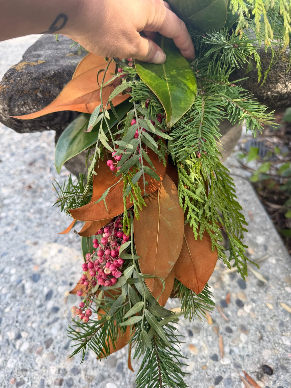 Fresh Cedar, Fir, Magnolia, and Pepperberry Winter Garland