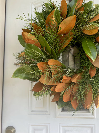 Fresh Grevillea and Magnolia Wreath