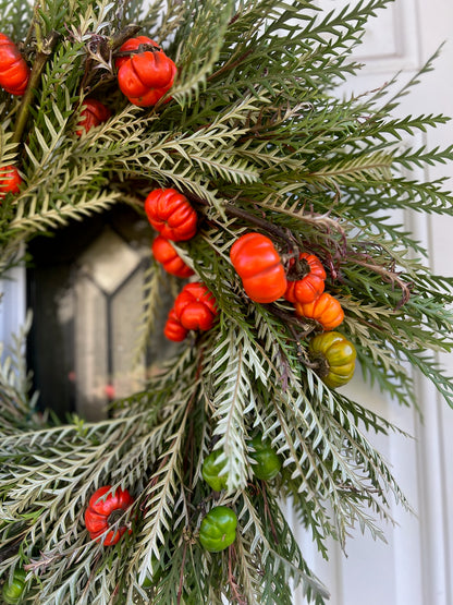 Fresh Grevillea and Pumpkin Tree Wreath