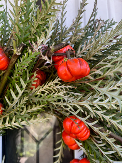 Fresh Grevillea and Pumpkin Tree Wreath
