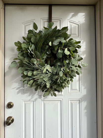 Fresh Silver Dollar Eucalyptus and Pine Wreath