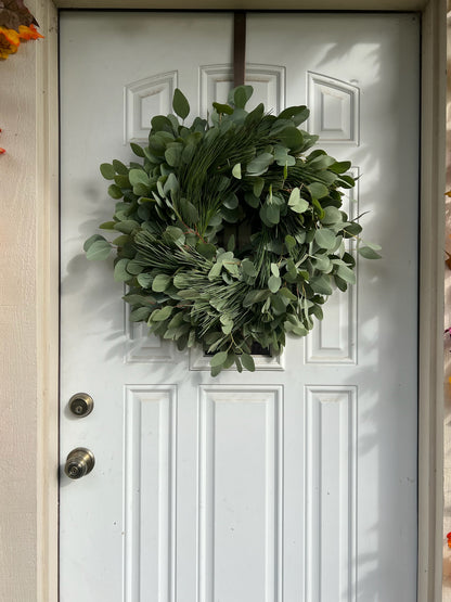 Fresh Silver Dollar Eucalyptus and Pine Wreath