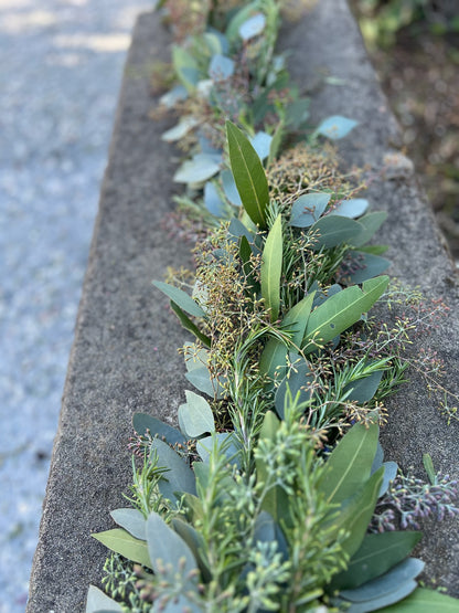 Fresh Rosemary, Bay Leaf, and Seeded Eucalyptus Garland