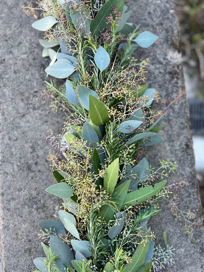 Fresh Rosemary, Bay Leaf, and Seeded Eucalyptus Garland