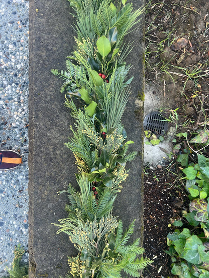 Fresh Cedar, Fir, Redwood, and Holly Winter Garland