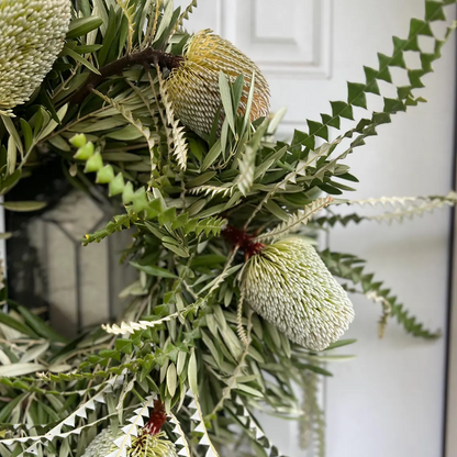Fresh Olive and Banksia Protea Wreath