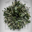 Fresh Seeded Eucalyptus Spiral Eucalyptus and Olive Wreath