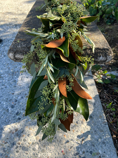 Fresh Magnolia Seeded Eucalyptus and Olive Garland