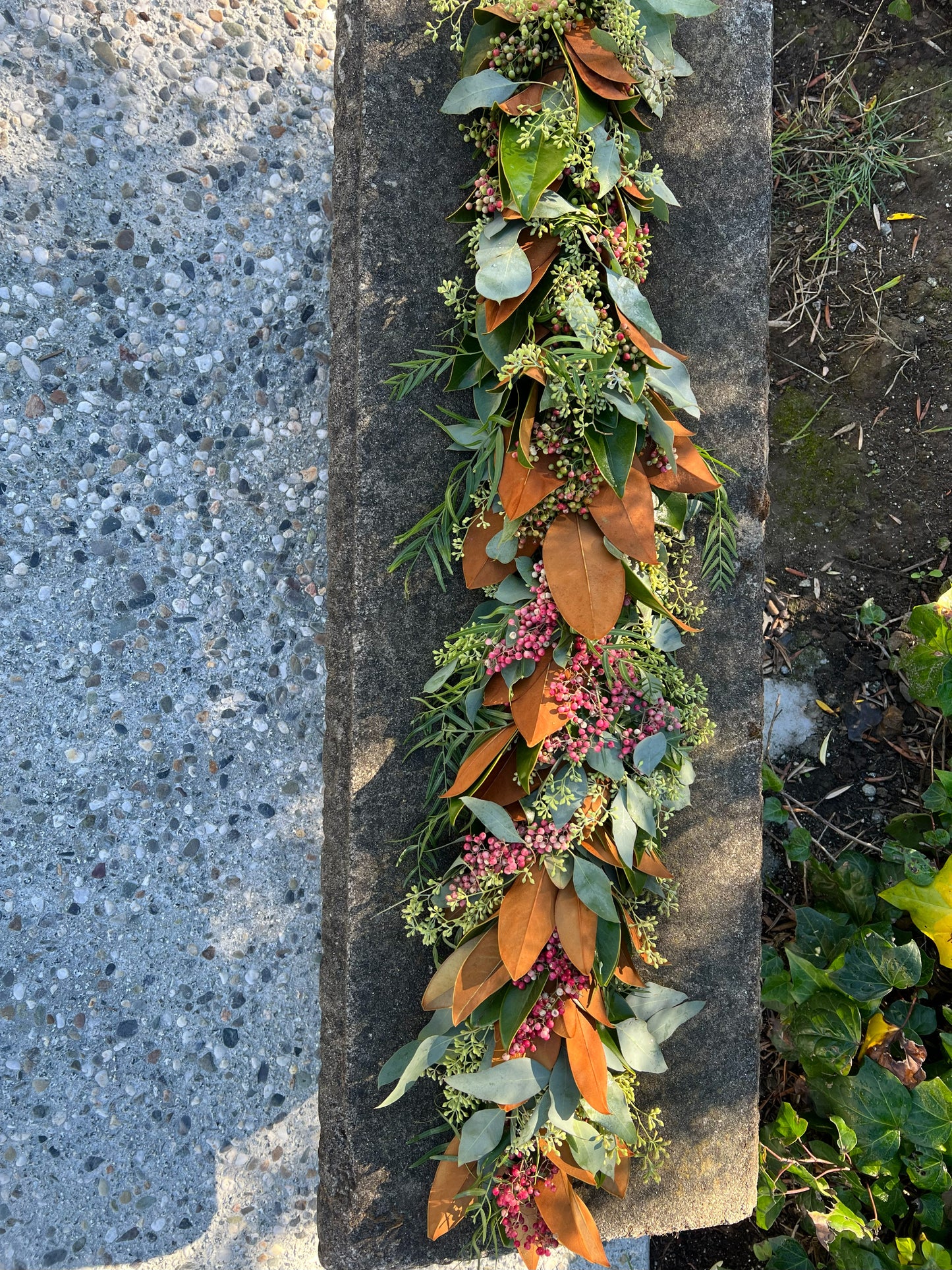 Fresh Magnolia Seeded Eucalyptus and Pepperberry Garland