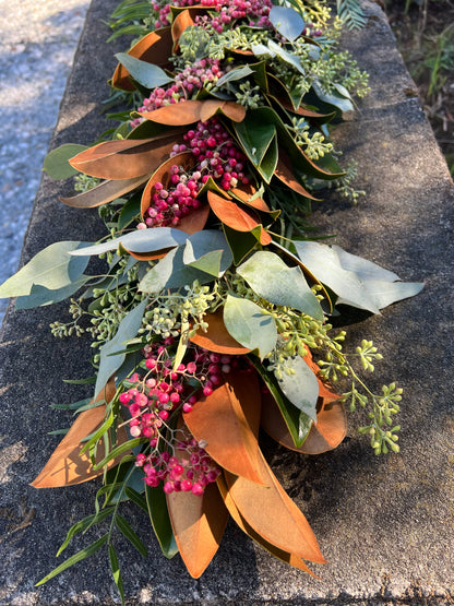 Fresh Magnolia Seeded Eucalyptus and Pepperberry Garland