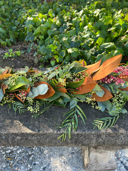 Fresh Magnolia Olive and Pepperberry Garland