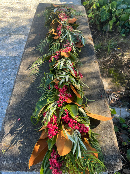 Fresh Magnolia Olive and Pepperberry Garland