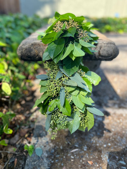 Fresh Seeded Eucalyptus and Lemon Leaf Garland