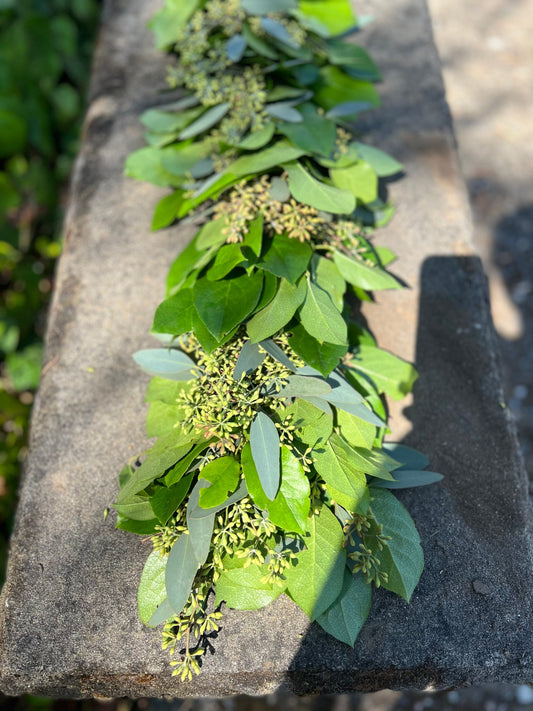 Fresh Seeded Eucalyptus and Lemon Leaf Garland