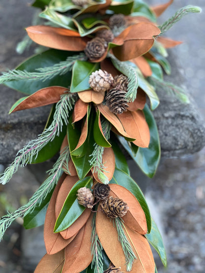 Fresh Magnolia, Pine Aussi, and Pinecone Garland