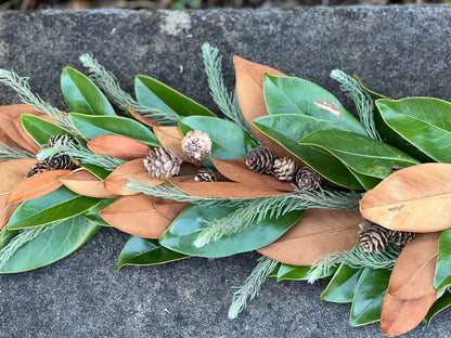 Fresh Magnolia, Pine Aussi, and Pinecone Garland