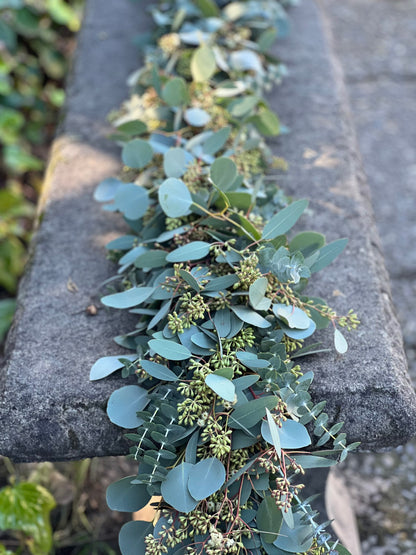 Fresh Spiral, Silver Dollar, and Seeded Eucalyptus Garland