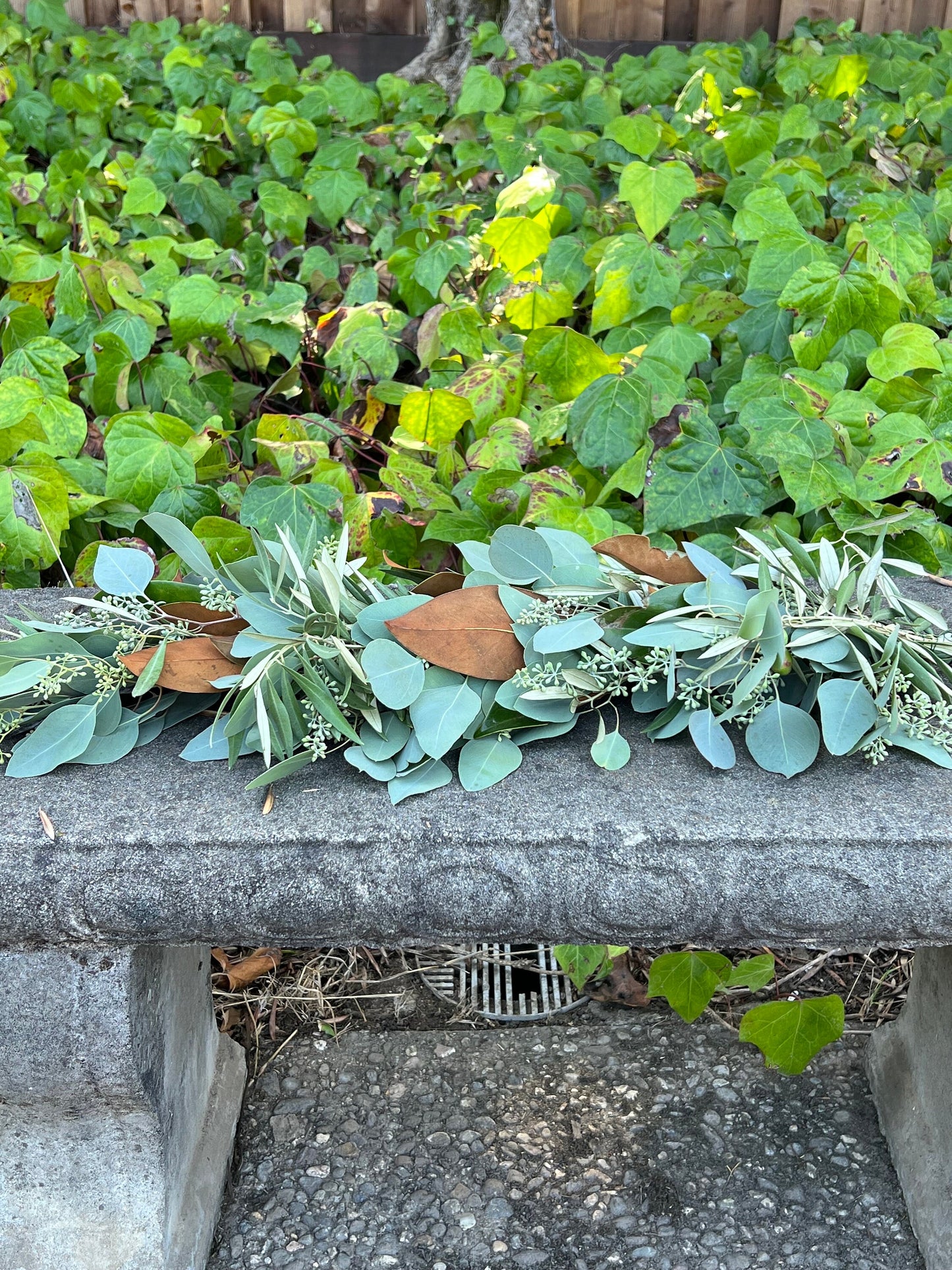 Fresh Magnolia, Olive, and Seeded Eucalyptus Garland