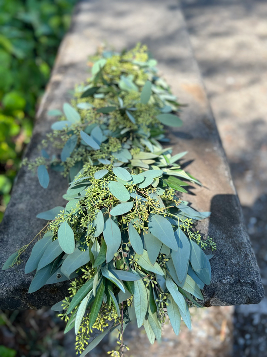 Fresh Seeded Eucalyptus and Olive Garland