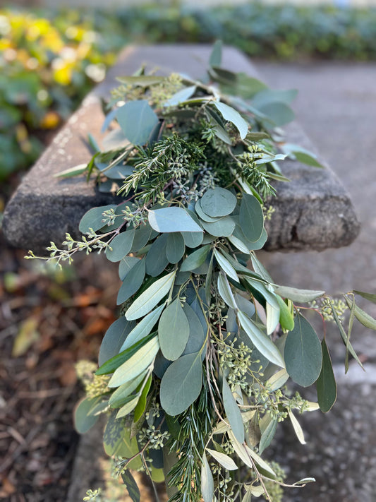Fresh Rosemary, Olive, and Seeded Eucalyptus Garland